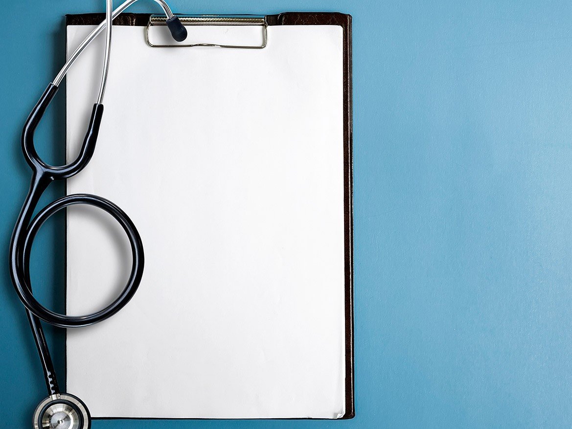 Blank clipboard with stethoscope