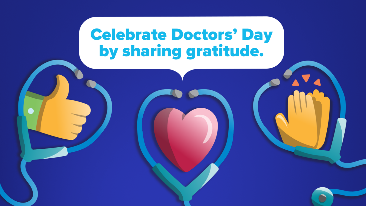 Celebrate Doctors' Day by sharing gratitude with emojis.