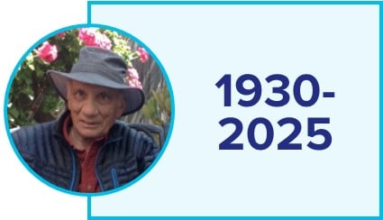 A graphic showing Dr. Jalal Shamsie was born in 1930 and died in 2025.