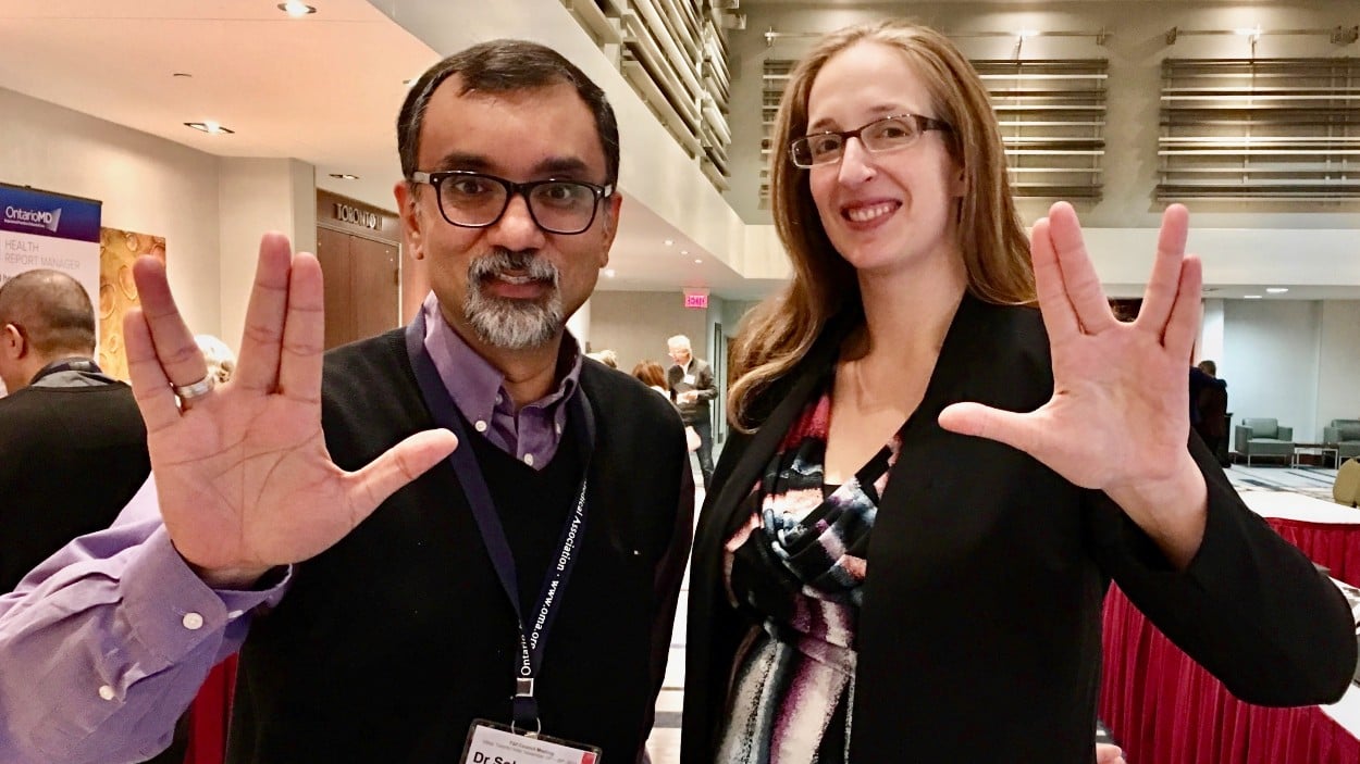 Drs. Gandhi and Hill posing together