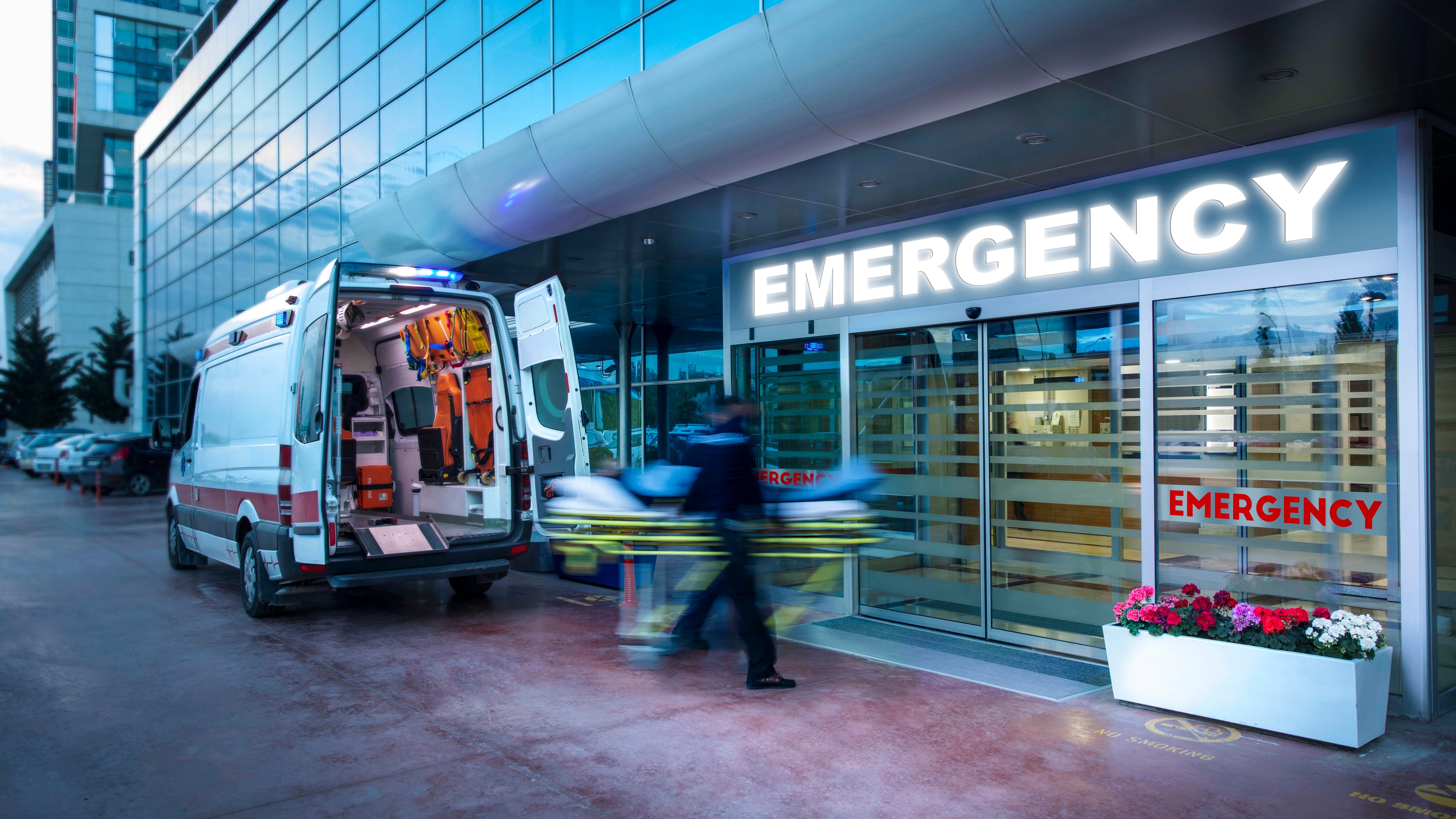 Ambulance in front of Emergency