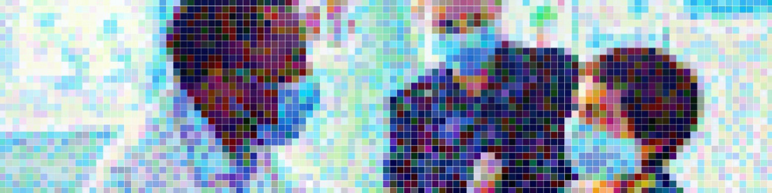 Collage made up of tiles of a doctor and  pediatric patient and caregiver