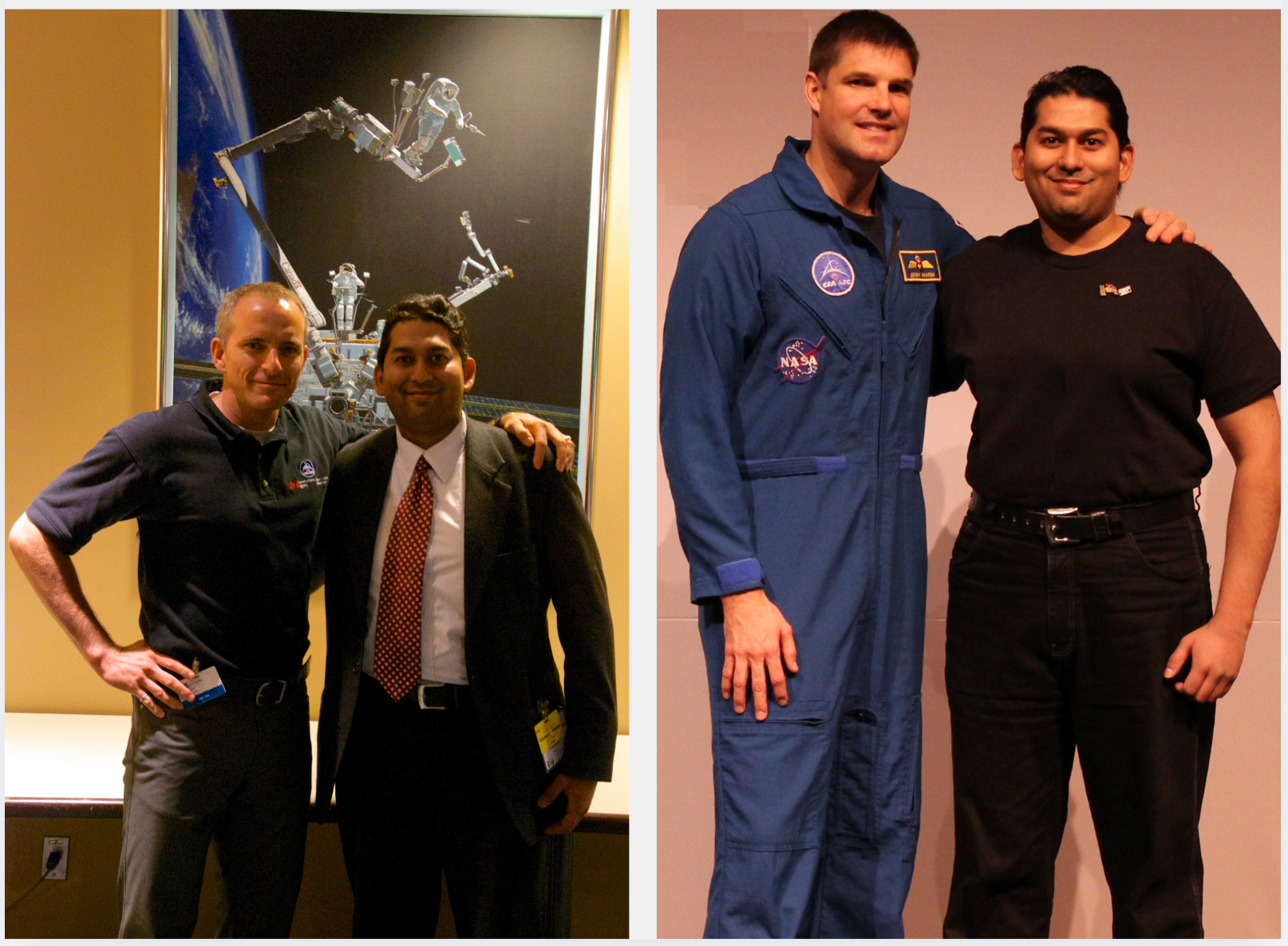 Dr. Asrar meets Canadian astronauts Dr. David Saint-Jacques, left, and Jeremy Hansen, right. 