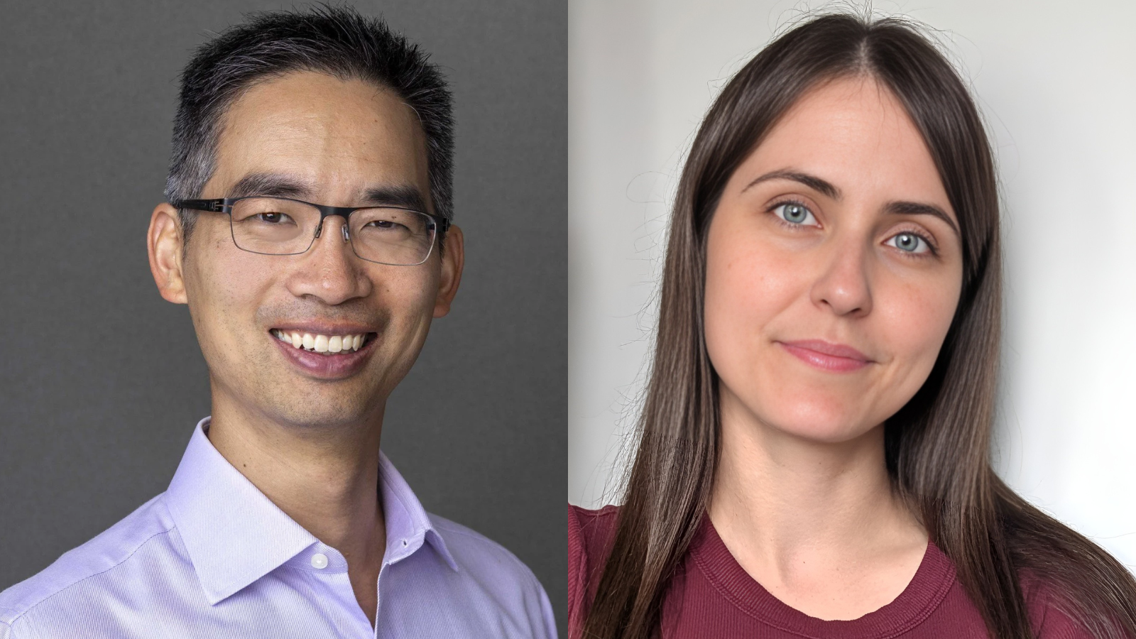 Headshots of Dr. Marco Lo, left, co-founder of Magenta Health in Toronto, Ont., and Tess Walker, manager of clinic operations.