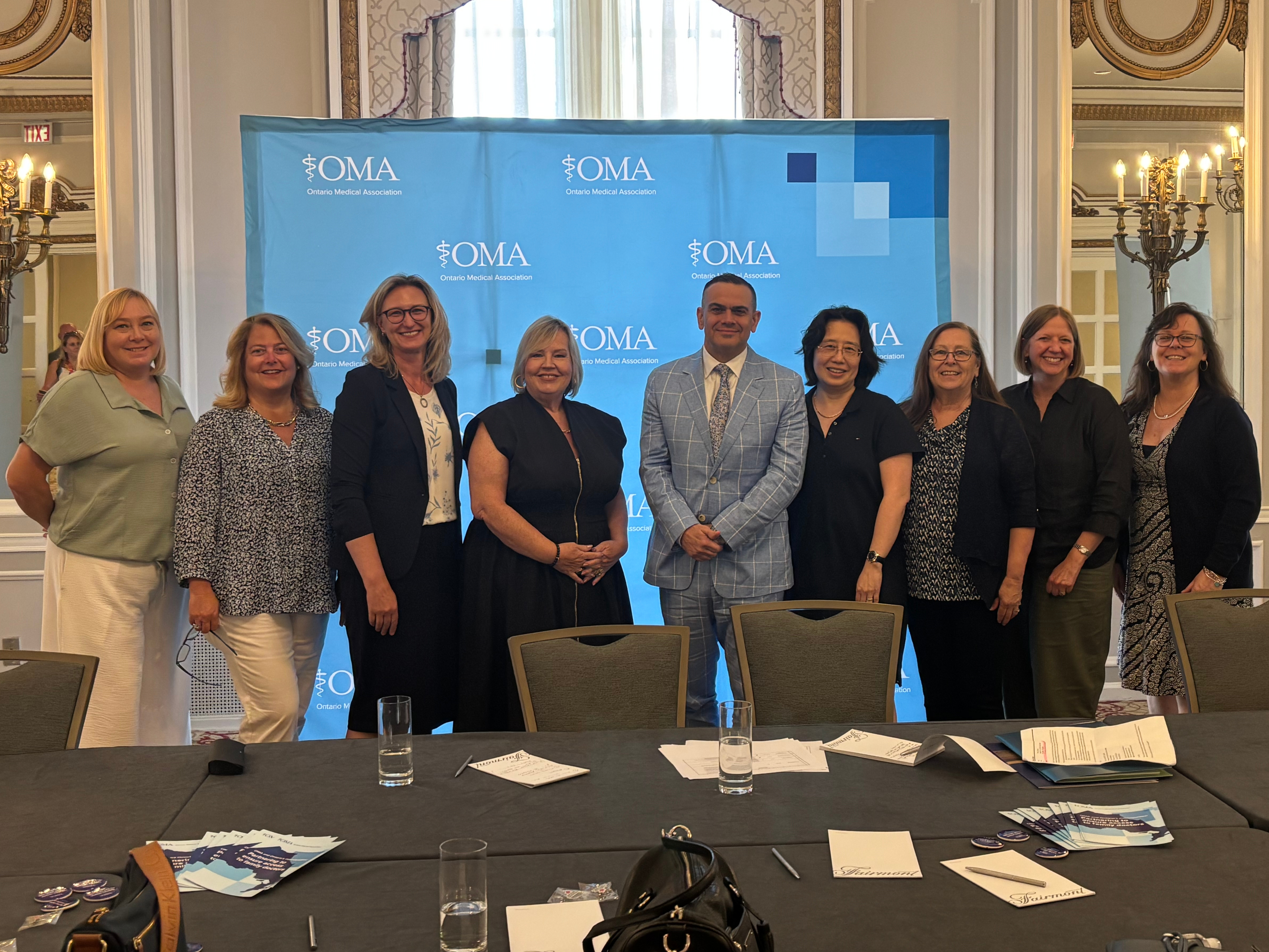OMA CEO Kimberly Moran, Craig Duhamel, executive vice president of Advocacy, Communications and Marketing at the OMA and representatives from Ontario's municipalities are seen here at the Association of Municipalities of Ontario Conference in Ottawa in August.
