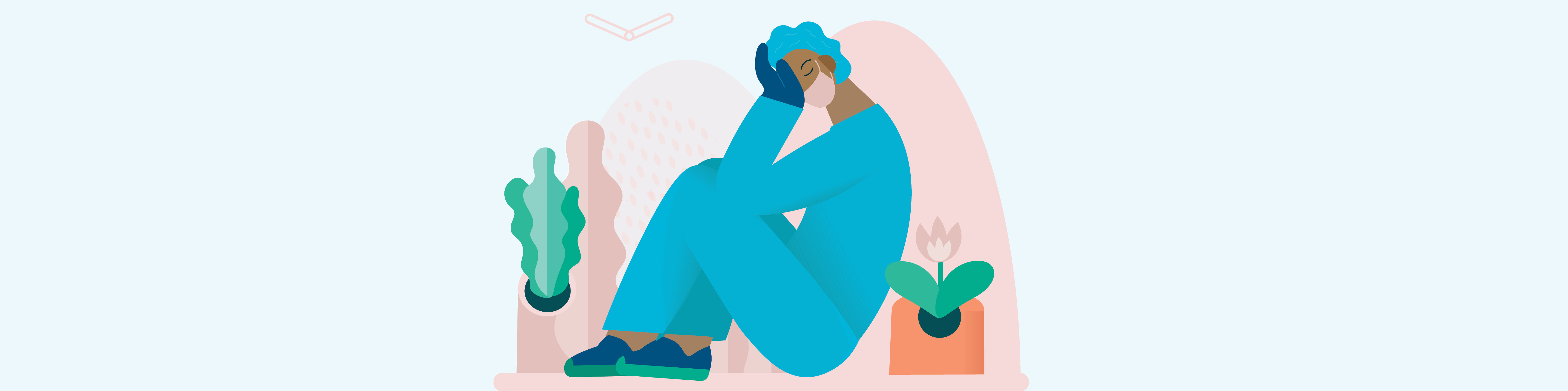 In an illustration, a physician sits with their head in their hands.