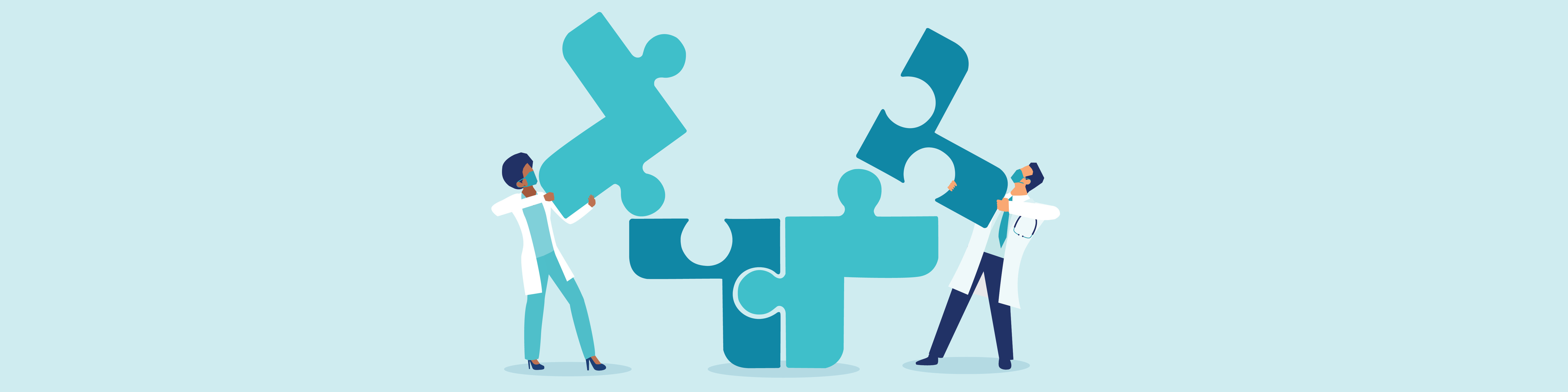 Physicians holding puzzle pieces