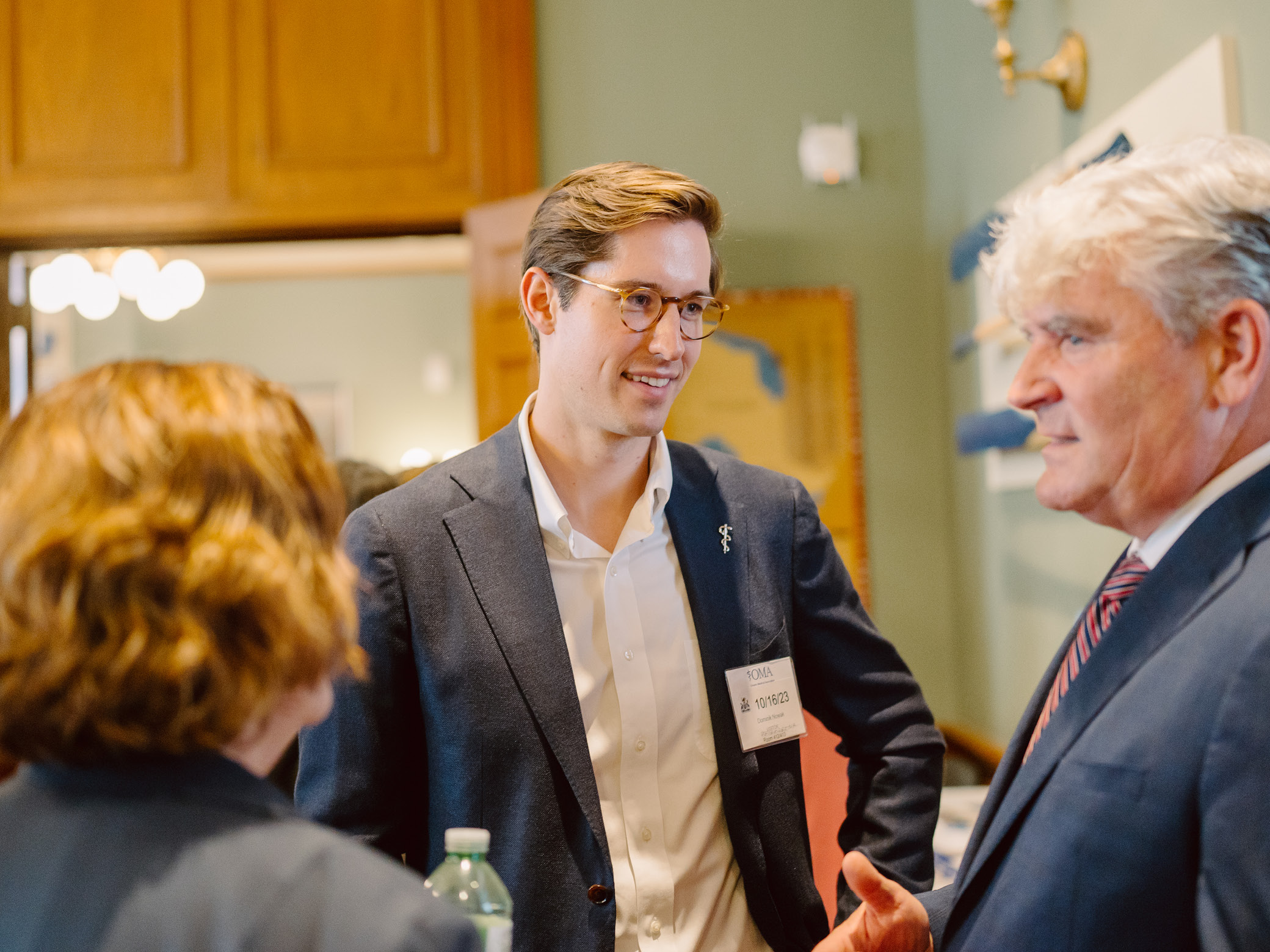 Family physician Dr. Audrey Karlinsky, OMA President-Elect Dr. Dominic Novak and Ottawa South MPP John Frasier attend a lunchtime reception.