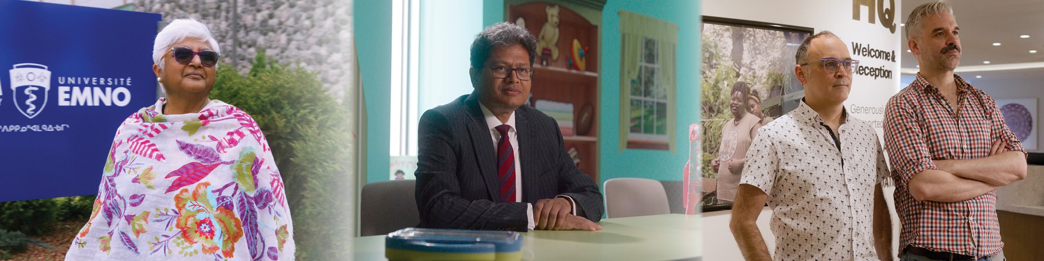 Three physician leaders giving interviews