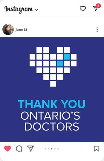 Thank you Ontario's doctors Instagram image