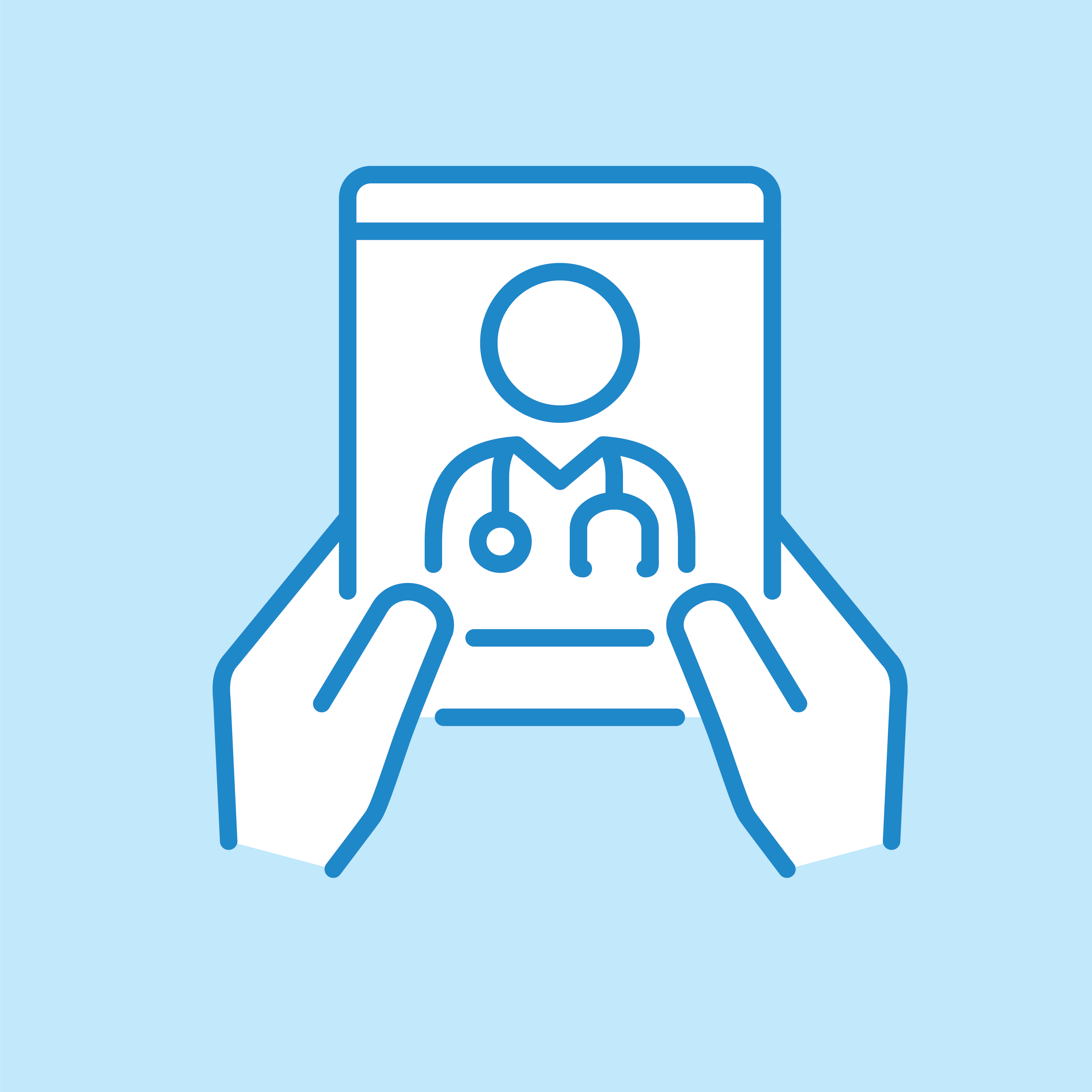 Digitally linked patient-health team icon.